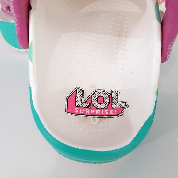 Crocs LOL Doll Clogs Slip On Shoes With Jibbitz Girls 10 Water Shoes White - Picture 6 of 8